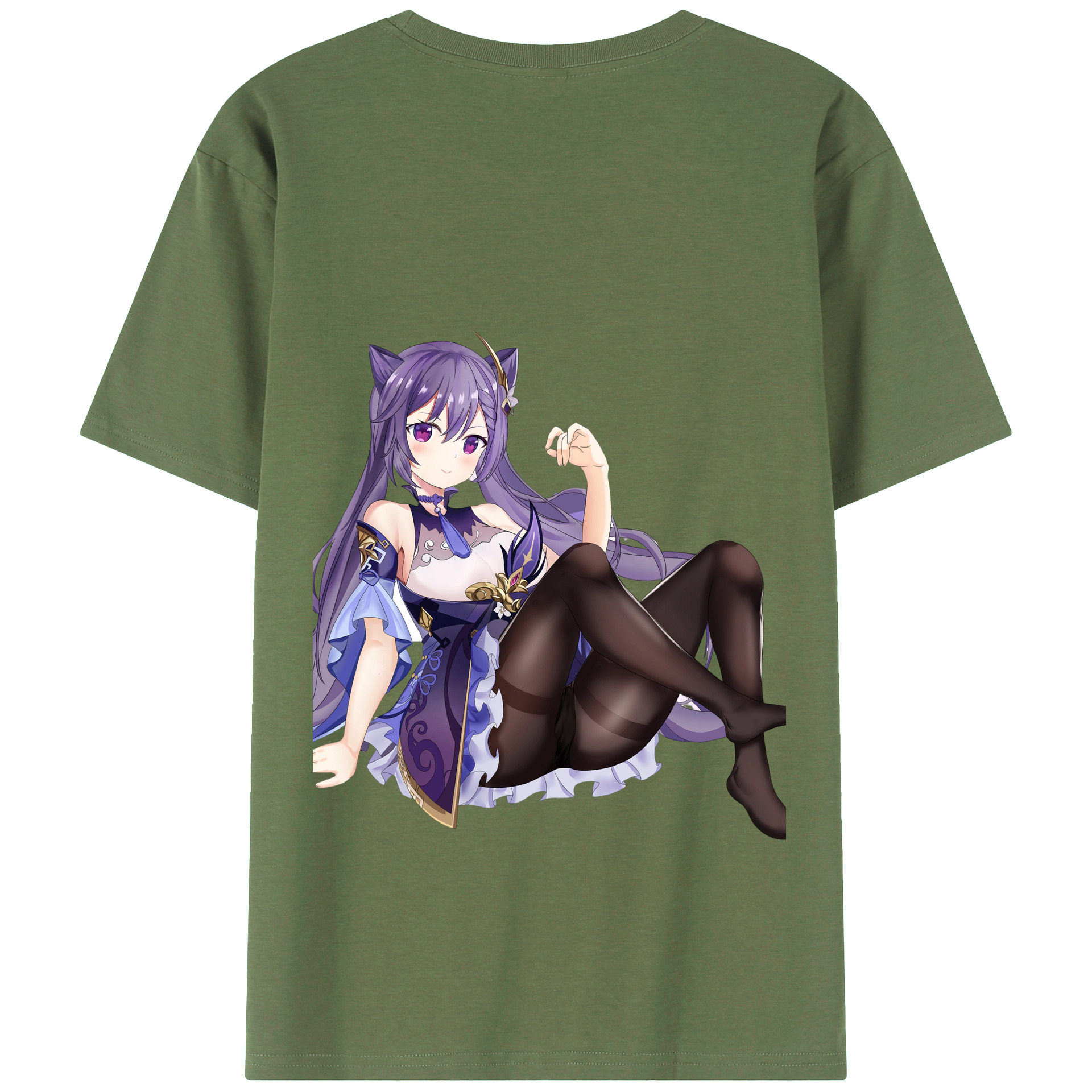 げんし神 刻晴 こくせい genshin Kokusei 綿100％ メンズ半袖Tシャツ（バックプリント） 通気性